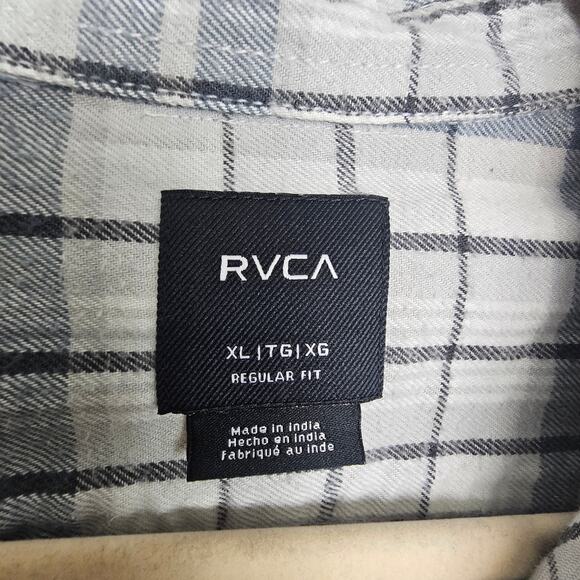 RVCA Mens Shirt Gray Plaid Long Sleeve Button Flannel Men XL Regular Fit - Picture 6 of 8